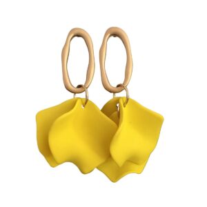 yellow petal earrings with open gold studs