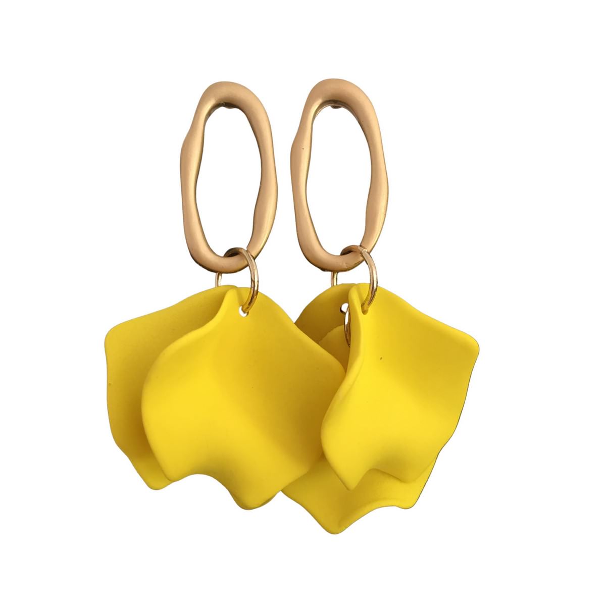 yellow petal earrings with open gold studs