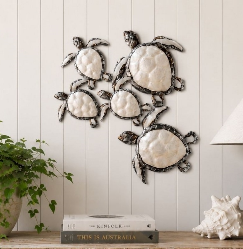 Capiz Sea Turtle Family Wall Art