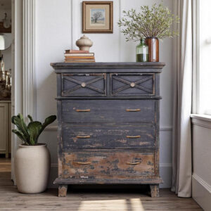 distressed cabinet with 5 drawers