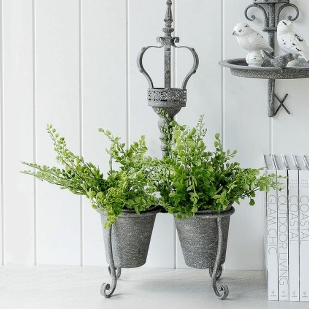double metal planter stand