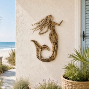 driftwood mermaid wall art 80x52cm