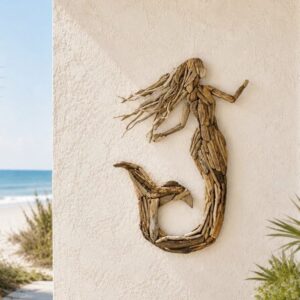natural driftwood mermaid wall art