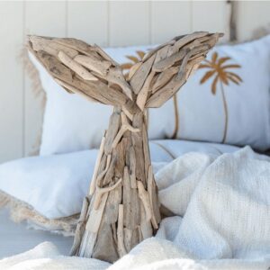 driftwood whale tail table decor