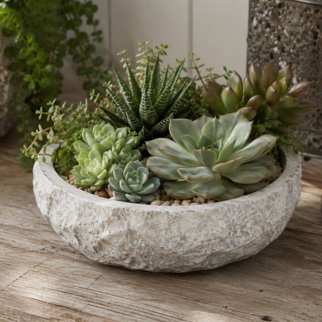 decorative low cement bowl
