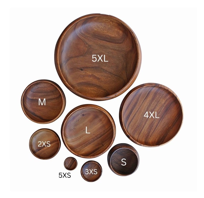 Round Acacia Wood Bowl Medium 20cm - Image 4