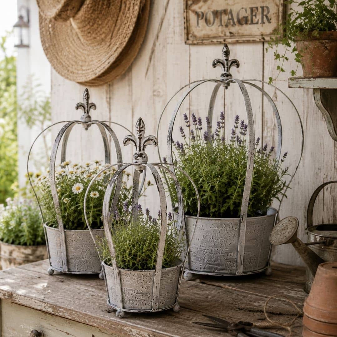 Metal Crown Planters Set of 3 - Image 2