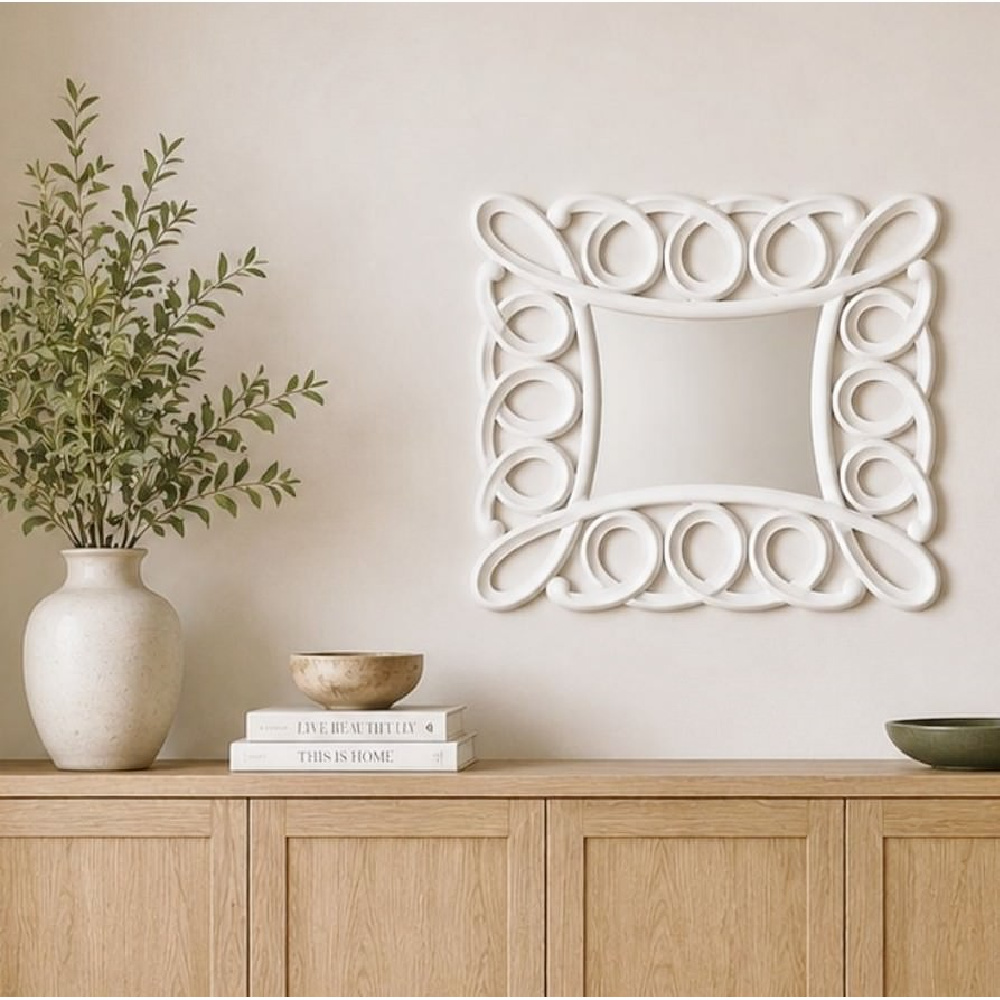 rectangle mirror with white swirls