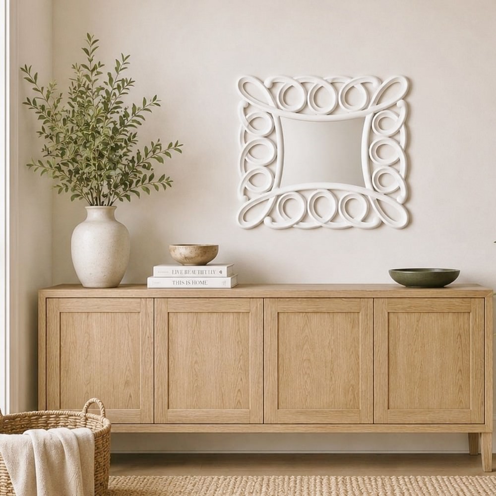 Rectangle Mirror White Swirls - Image 2