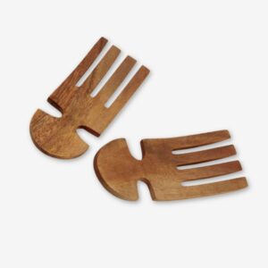 Salad hands with rounded ends made from one piece of acacia wood