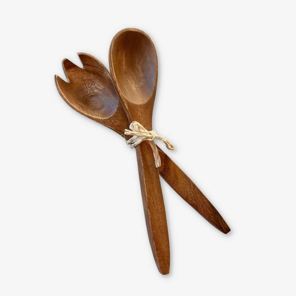 wood salad server set