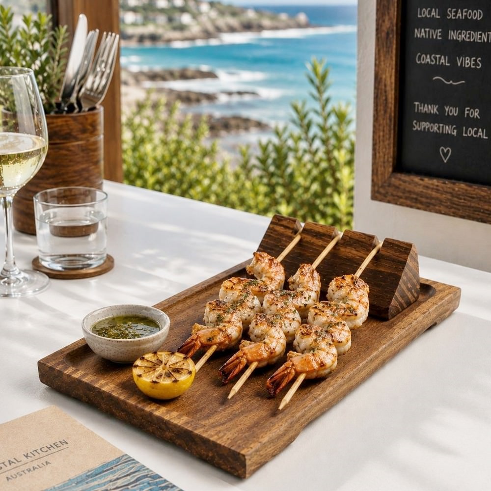 skewer serving board set made of acacia wood