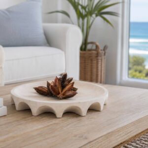 decorative bowl made of cement with carved arches. 38cm