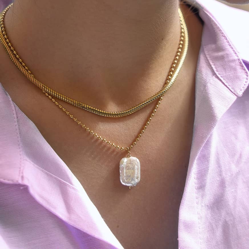 Baroque Freshwater Pearl Pendant Necklace 18k Gold Plated - Image 2