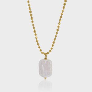 baroque freshwater pearl pendant necklace with 18k gold pvd plated bead ball chain