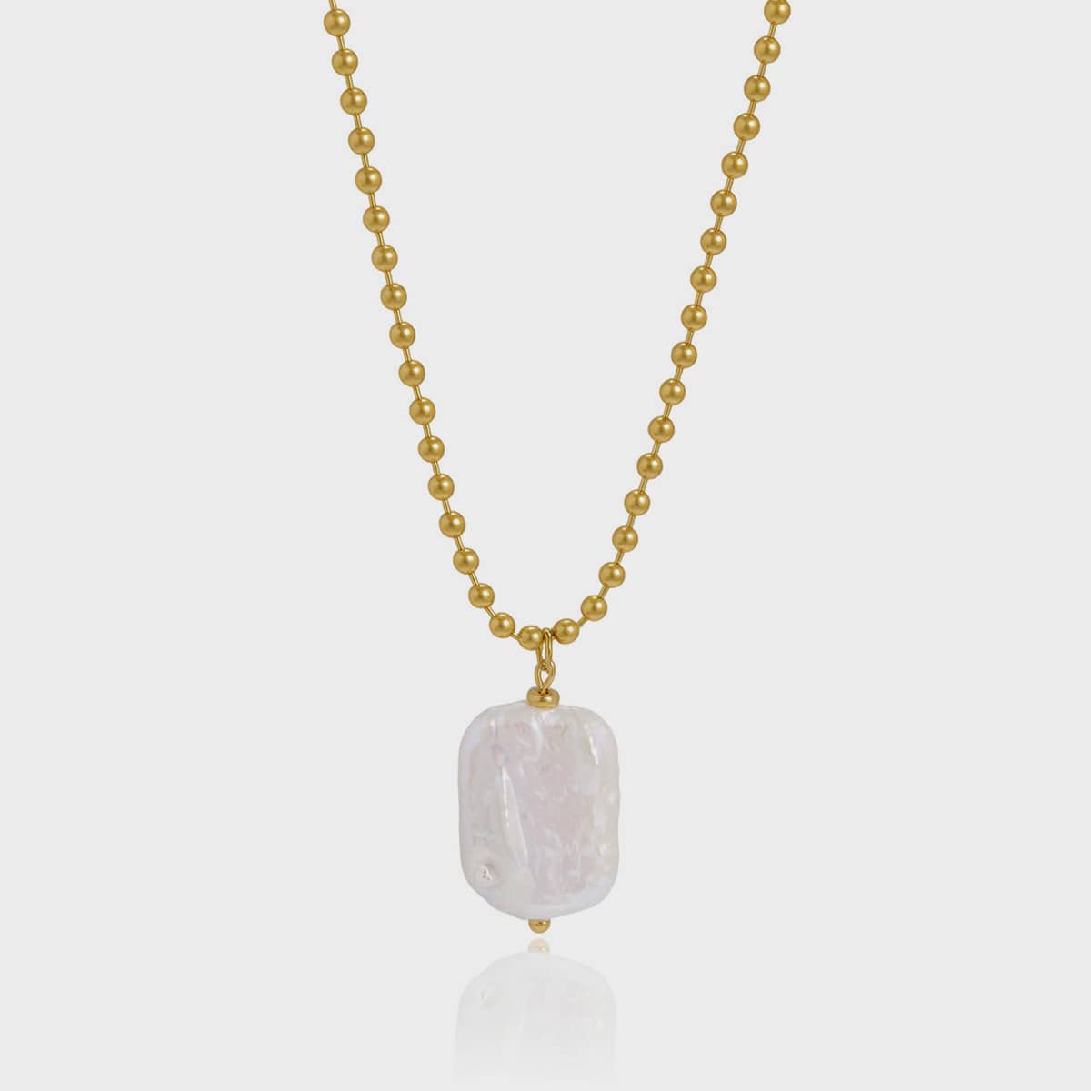 baroque freshwater pearl pendant necklace with 18k gold pvd plated bead ball chain