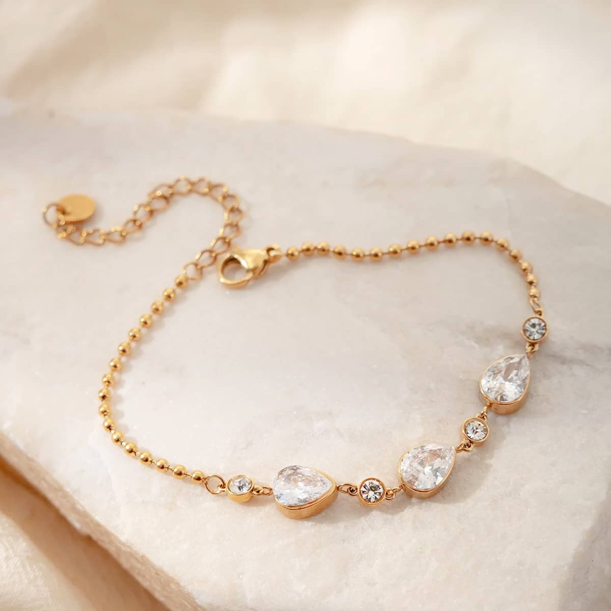 18k gold plated crystal teardrop bracelet