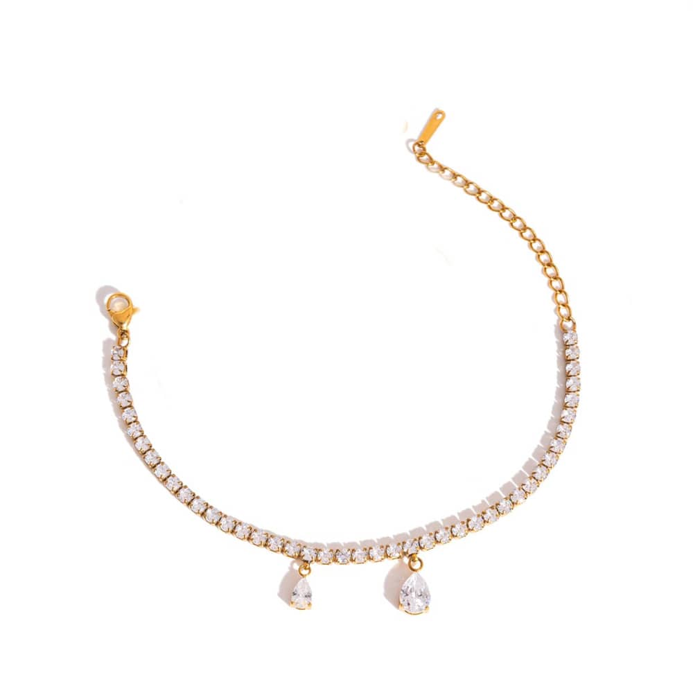 Crystal Teardrop Tennis Bracelet 18k Gold Plated - Image 3