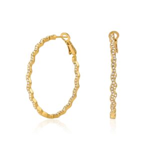 18k gold pvd plated crystal twist hoop earrings