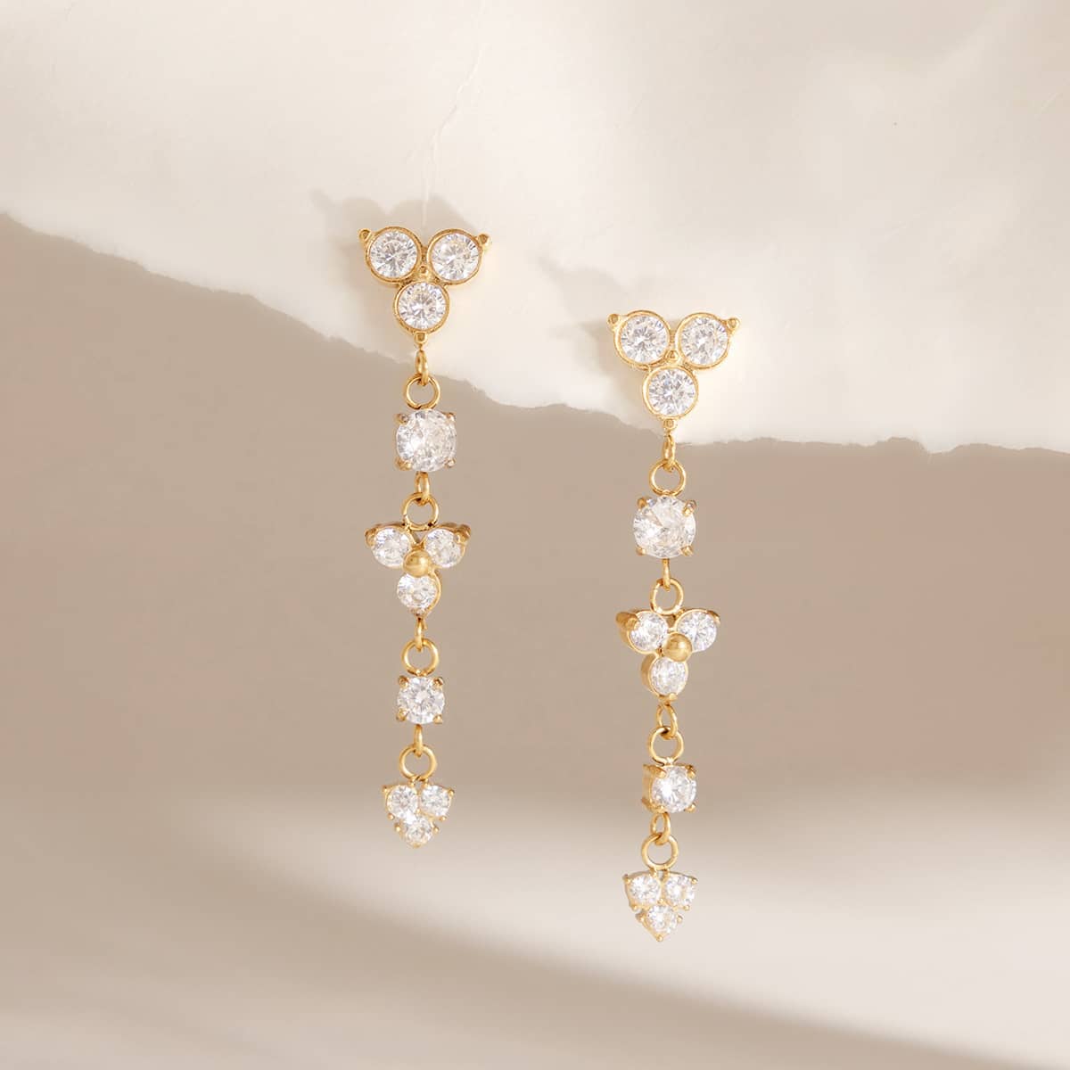 Cubic Zirconia Linear Drop Earrings 18k Gold Plated - Image 3