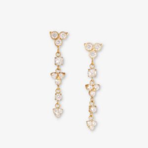Linear drop earrings with alternating trio of cubic zirconia