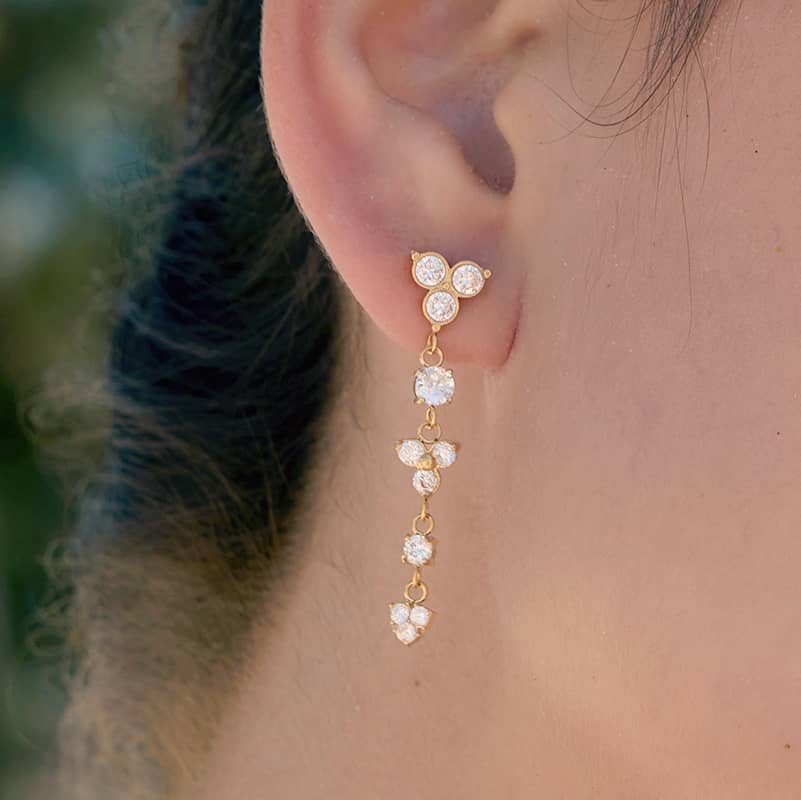 Cubic Zirconia Linear Drop Earrings 18k Gold Plated - Image 2