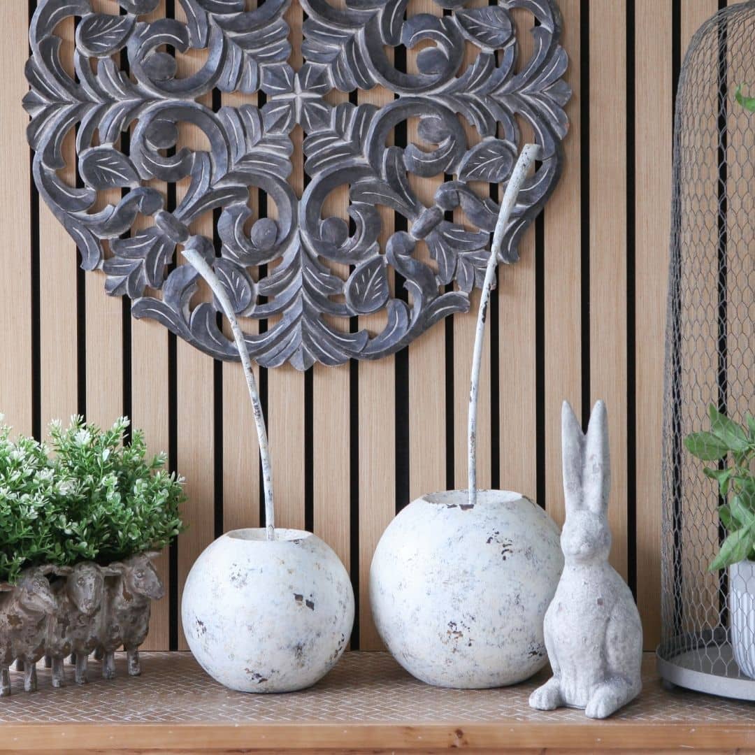 decorative cherry sculpture with distressed finish - two sizes