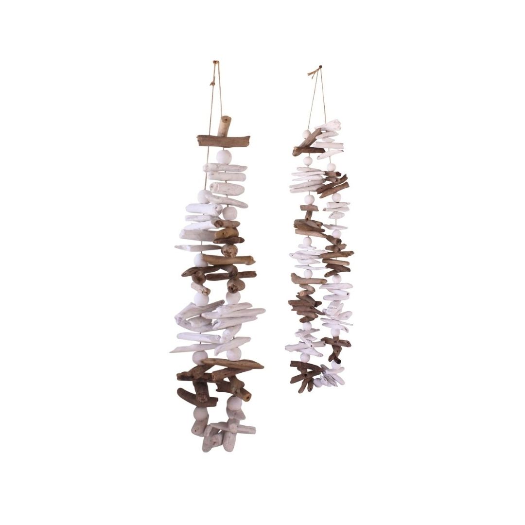 Driftwood and Bead Necklace Hanging Wall Decor - Image 3