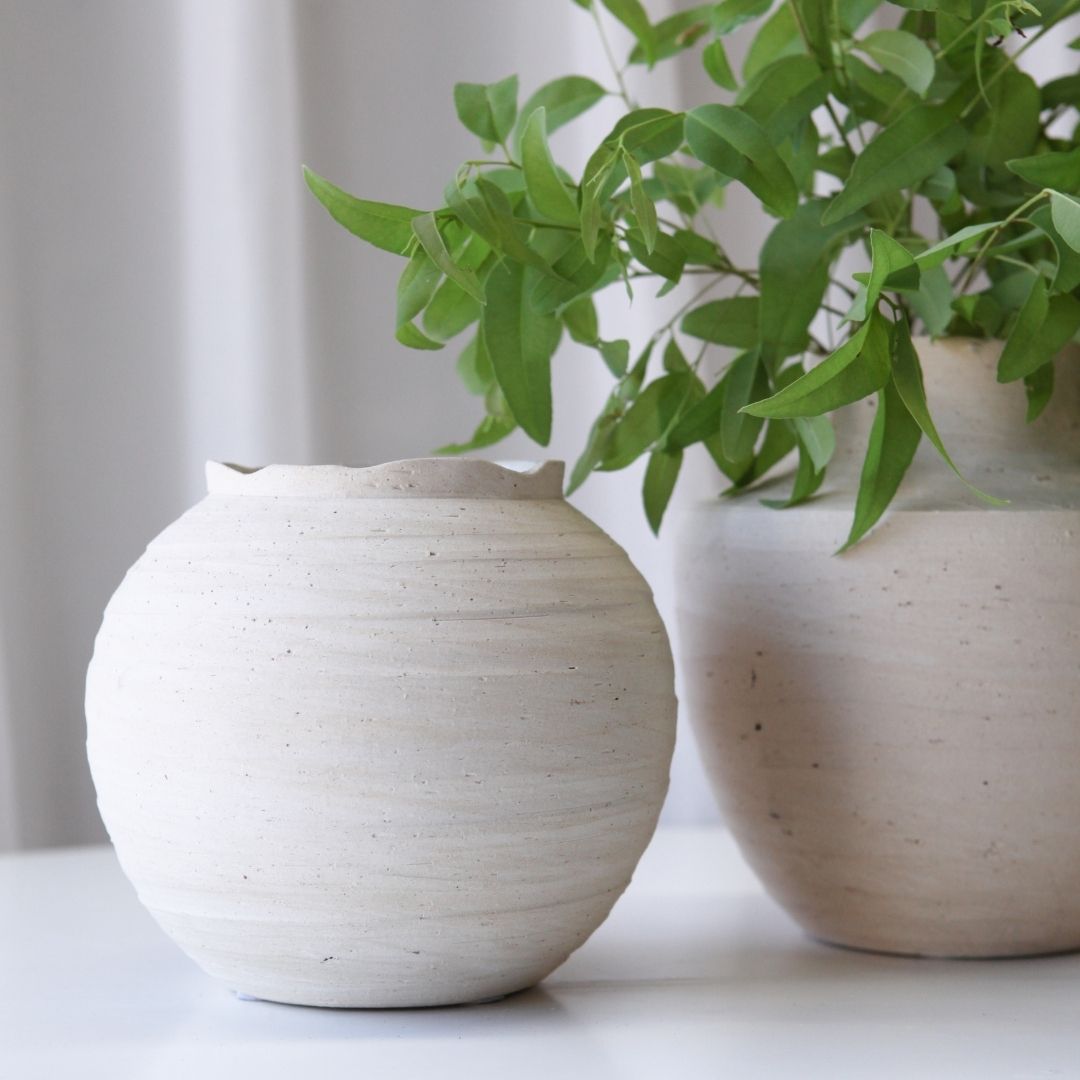 handmade organic ceramic vase with earthy finish