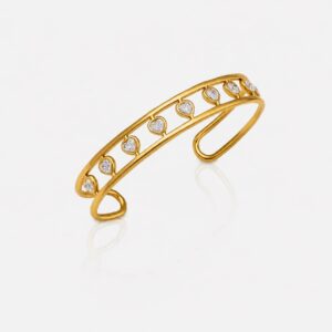 Heart Crystal Cuff Bangle 18k Gold Plated