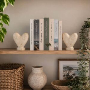 cement love heart book ends
