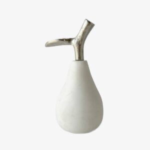 marble pear sculpture with silver stem