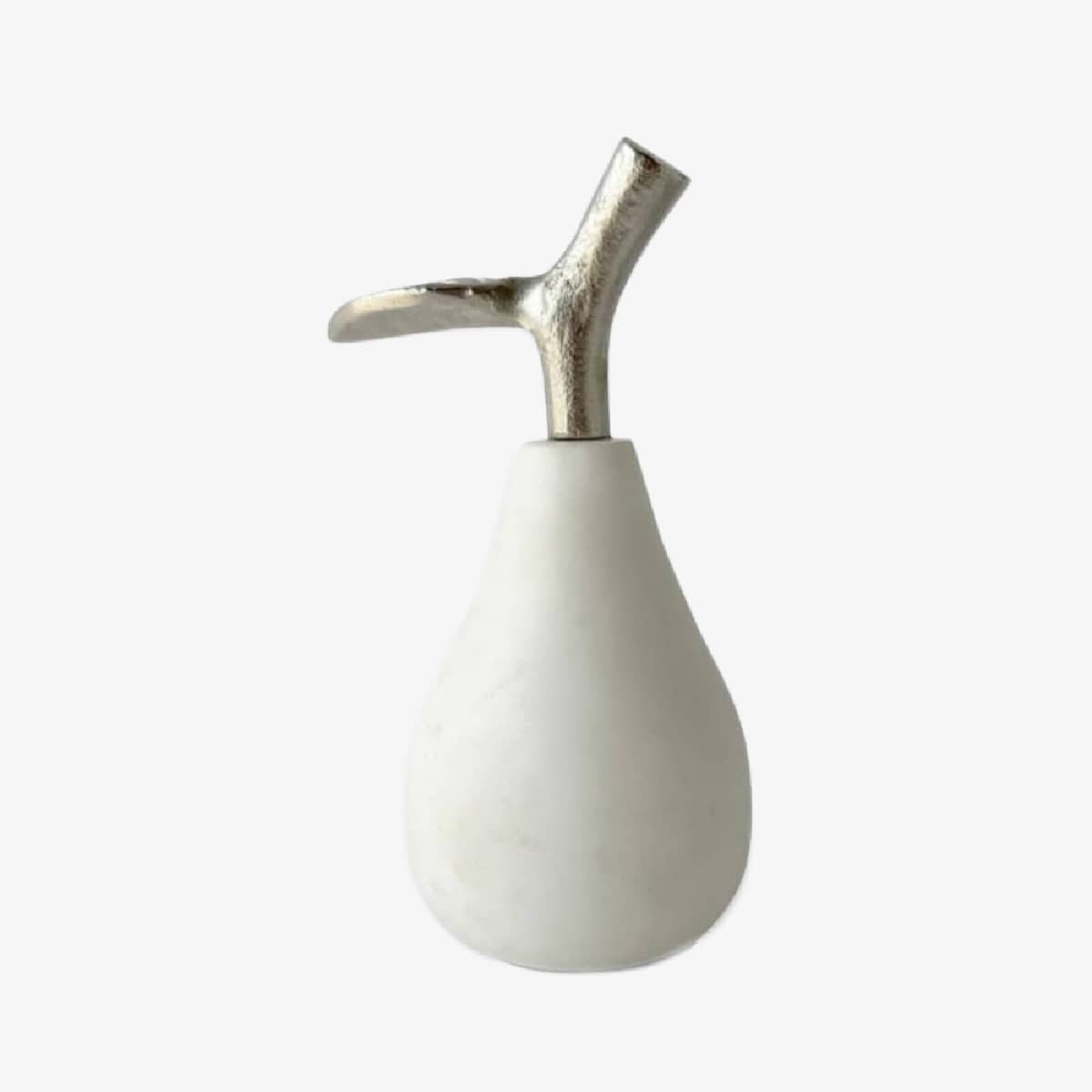 marble pear sculpture with silver stem
