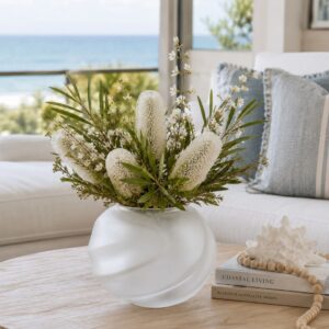 handmade recycled glass vase with curved ripples