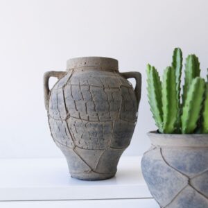 handmade rustic ceramic vase with handles