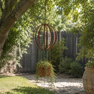 rustic hanging metal balloon planter in two sizes
