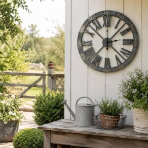 roman numeral wall clock industrial-inspired