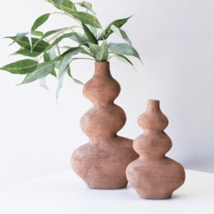 sculptural ceramic vase with matt mocha finish