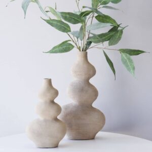 sculptural ceramic vase with sand-look finish