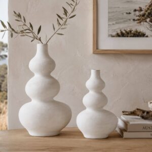 sculptural ceramic vase with matte white finish