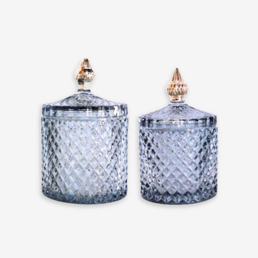 Set of 2 Decorative Glass Jars with Lids - Image 2