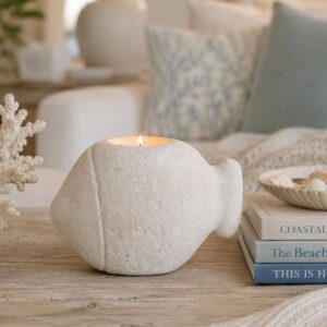 stone look fish tealight candle holder