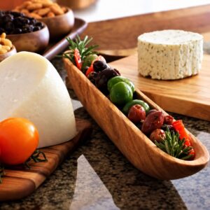 long narrow acacia wood bowl / serving tray