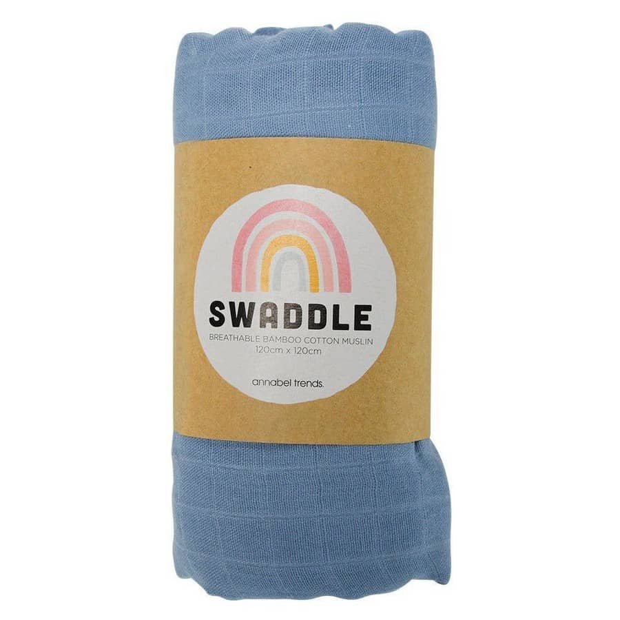 Blue Muslin Baby Swaddle - Image 2