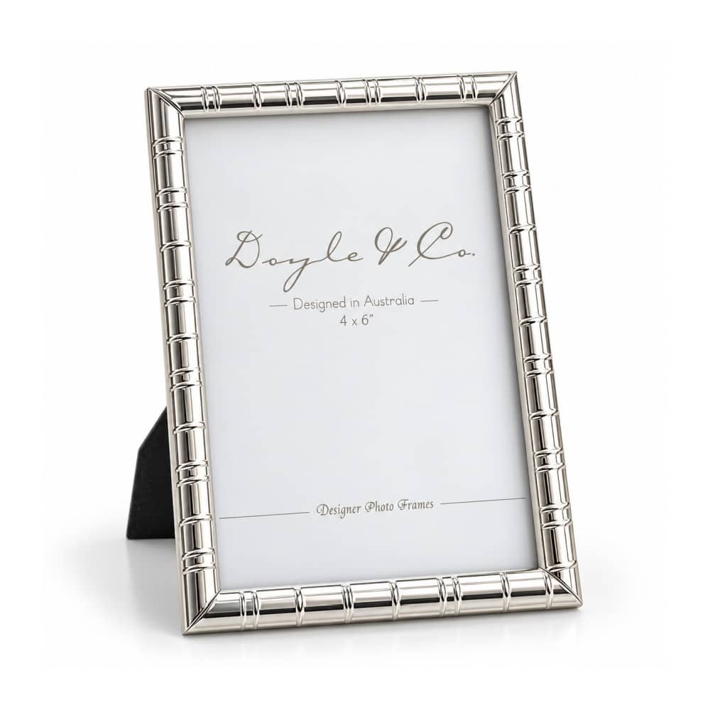 silver plated photo frame with bamboo detail - holds 4x6" picture